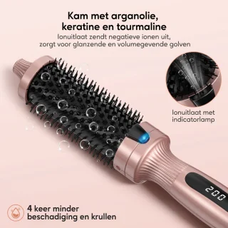 Terviiix 38 mm thermische borstel Creëer losse en volumekrullen & Warmteborstel, keramische toermalijn hete borstel, digitaal display 5 temperaturen krultang, dubbele spanning krulborstel