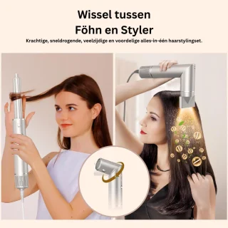 Fohn met Diffuser - Haardroger Krullen - Haarfohn - Fohnborstel - Titanium