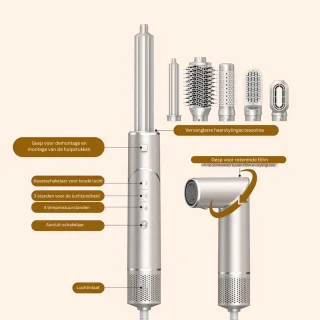 Fohn met Diffuser - Haardroger Krullen - Haarfohn - Fohnborstel - Titanium