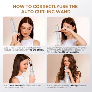 5 in 1 Airstyler-Föhnborstel & Krulborstel - Krultang 5 in 1 Multistyler - Hairwrap - Haarstyler-Heteluchtborstel-Inclusief leren opbergcase