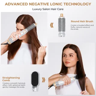 5 in 1 Airstyler-Föhnborstel & Krulborstel - Krultang 5 in 1 Multistyler - Hairwrap - Haarstyler-Heteluchtborstel-Inclusief leren opbergcase
