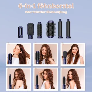 Luxe Ronde Volumeborstel Opzetstuk - Multistyler - Haarstyler föhn - Diffuser voor Krullen - Grijs