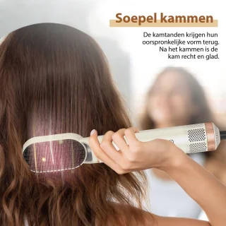 Golden Goods® Airstyler - Multistyler - Föhnborstel Sandstone- Krultang 5 in 1 - Krulborstel tot 110ºC - Hairwrap Föhn met 5 opzetstukken - 1000W Haardroger Styler - Incl. Hittebestendige Handschoen
