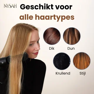 Nysah® Airstyler-Black- Krultang 5 in 1 Multistyler Fohn-fohnborstel- thermal brush-Hairwrap -TikTok -Krultang-Krulborstel-Krultangen-Inclusief luxe leren opbergdoos