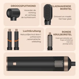 Ufaro 5 In 1 Hairwrap - 60.000 RPM - 1000W - Fohn - Krultang - 5 in 1 - Stijlborstel - Krultang 6 in 1 - Haardroger met Borstel - Krulborstel - Haarborstel