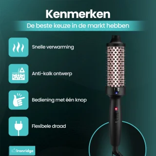 Ironridge® Thermal brush - Multistyler – Keramische Krulborstel, Föhnborstel & Warmteborstel in één – Haarkruller & Styler met Keramische Technologie
