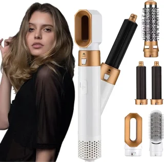 Airstyler – 5 in 1 Krultangset Wit – Multistyler - Pro Versie - Multifunctionele Haarstyler – Instelbare Modi – Gladde Krullen & Golven – voor Lang en Kort haar – Modern