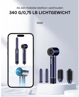 DailySupplies® Fohnborstel - Krulborstel - Krultang 5 in 1 - Blauw