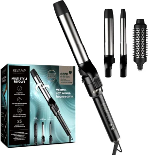 Revamp 3 in 1 Multistyler – Krultangen - Revolving Airstyler – 150 tot 210 Graden - 38MM I 32MM I 19MM - Inclusief Hittebestendige Handschoen – Automatische Rotatie - CL3500