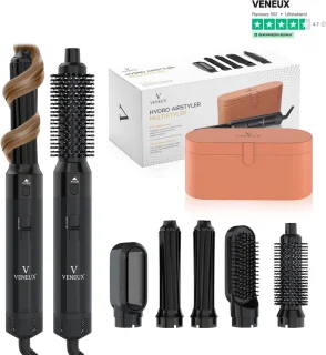 VENEUX® 5 in 1 Föhnborstel - Airstyler - Krulborstel - Multistyler - Diffuser Föhn - Zwart