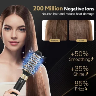 Haardroger en haarstyler - 5-in-1 - 110.000 omw/min - 20 m/s - 200 miljoen negatieve ionen - blaasborstel en luchtkruller - zwart