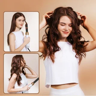 JustValue 5-in-1 Airstyler Set - Krultang - Haardroger - Föhnborstel - Stijltang - Haarföhn - Multistyler - Goudkleurig / Wit