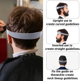 Nekscheersjabloon, Verstelbare gebogen siliconen haartrimmer, nekscheersjabloon en haartrimmergids, kappersgereedschap, Geschikt voor doe-het-zelfkapsel | Verloopkapselgids (zwart)