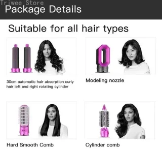 5-in-1 Multifunctionele Haarstyler - Föhn, Krultang & Stijltang met Haarborstel - 100-230°C Temperatuurregeling - Perfect Cadeau voor Haarverzorging