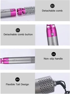 5-in-1 Multifunctionele Haarstyler - Föhn, Krultang & Stijltang met Haarborstel - 100-230°C Temperatuurregeling - Perfect Cadeau voor Haarverzorging