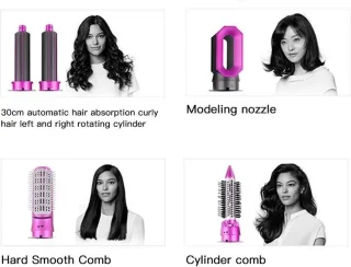 5-in-1 Multifunctionele Haarstyler - Föhn, Krultang & Stijltang met Haarborstel - 100-230°C Temperatuurregeling - Perfect Cadeau voor Haarverzorging