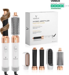 De VENEUX® Föhnborstel - Airstyler - Krulborstel - Warmteborstel - 5 in 1 Multistyler - Wit Met Goud - 2025 Editie in één oogopslag