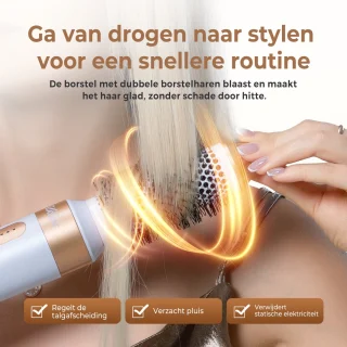 UKLISS Straight+Wavy - Multistyler Hairdryer brush - Airstyler - Curling iron - Curling Brush - 7 in 1 Multistyler - 7 Attachments + Handschoenen + Geschenkdoos