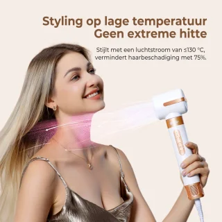UKLISS Straight+Wavy - Multistyler Hairdryer brush - Airstyler - Curling iron - Curling Brush - 7 in 1 Multistyler - 7 Attachments + Handschoenen + Geschenkdoos