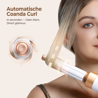UKLISS Straight+Wavy - Multistyler Hairdryer brush - Airstyler - Curling iron - Curling Brush - 7 in 1 Multistyler - 7 Attachments + Handschoenen + Geschenkdoos