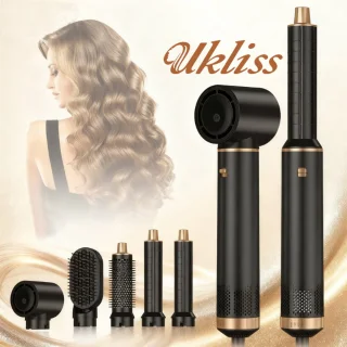 UKLISS 5 in 1 Multistyler - Krultang - Fohnborstel - Krultang 5 in 1 - Multistyler - Airstyler - Fohn - Haarborstel - Hairwrap - Krulborstel - 5 Opzetstukken + Black Opbergdoos – 360° Roterende Kabel