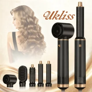 UKLISS 5 in 1 Multistyler - Krultang - Fohnborstel - Krultang 5 in 1 - Multistyler - Airstyler - Fohn - Haarborstel - Hairwrap - Krulborstel - 5 Opzetstukken + Black Opbergdoos – 360° Roterende Kabel