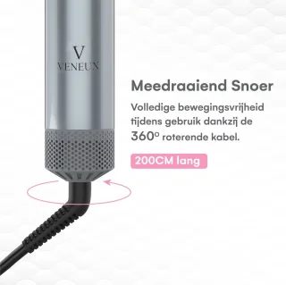 VENEUX® 5 in 1 Föhnborstel - Airstyler - Krulborstel - Multistyler - Diffuser Föhn - Grijs Roze