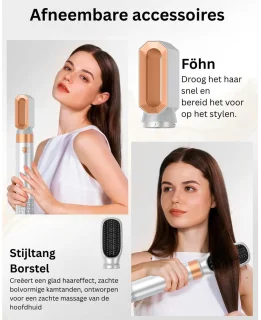 Luxe Ronde Volumeborstel Opzetstuk - Multistyler - Haarstyler föhn - Diffuser voor Krullen - Wit