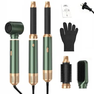 5-in-1 föhnkam - multifunctionele styler - groen