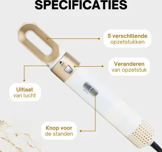 5-in-1 Multistyler Haarstyler Met Opzetstukken