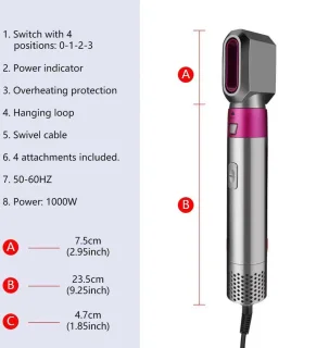 5in1 Föhnborstel 1000W Grijs Rood