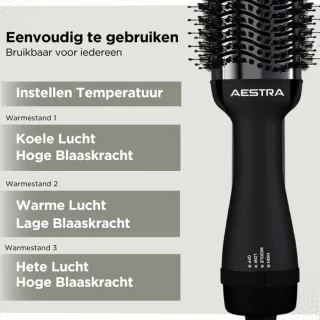 Aestra 3-in-1 Föhnborstel Zwart 1200W