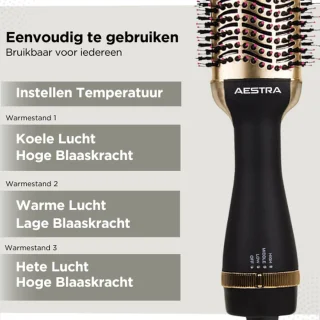 Aestra 3-in-1 Keramische Föhnborstel 1200W Goud