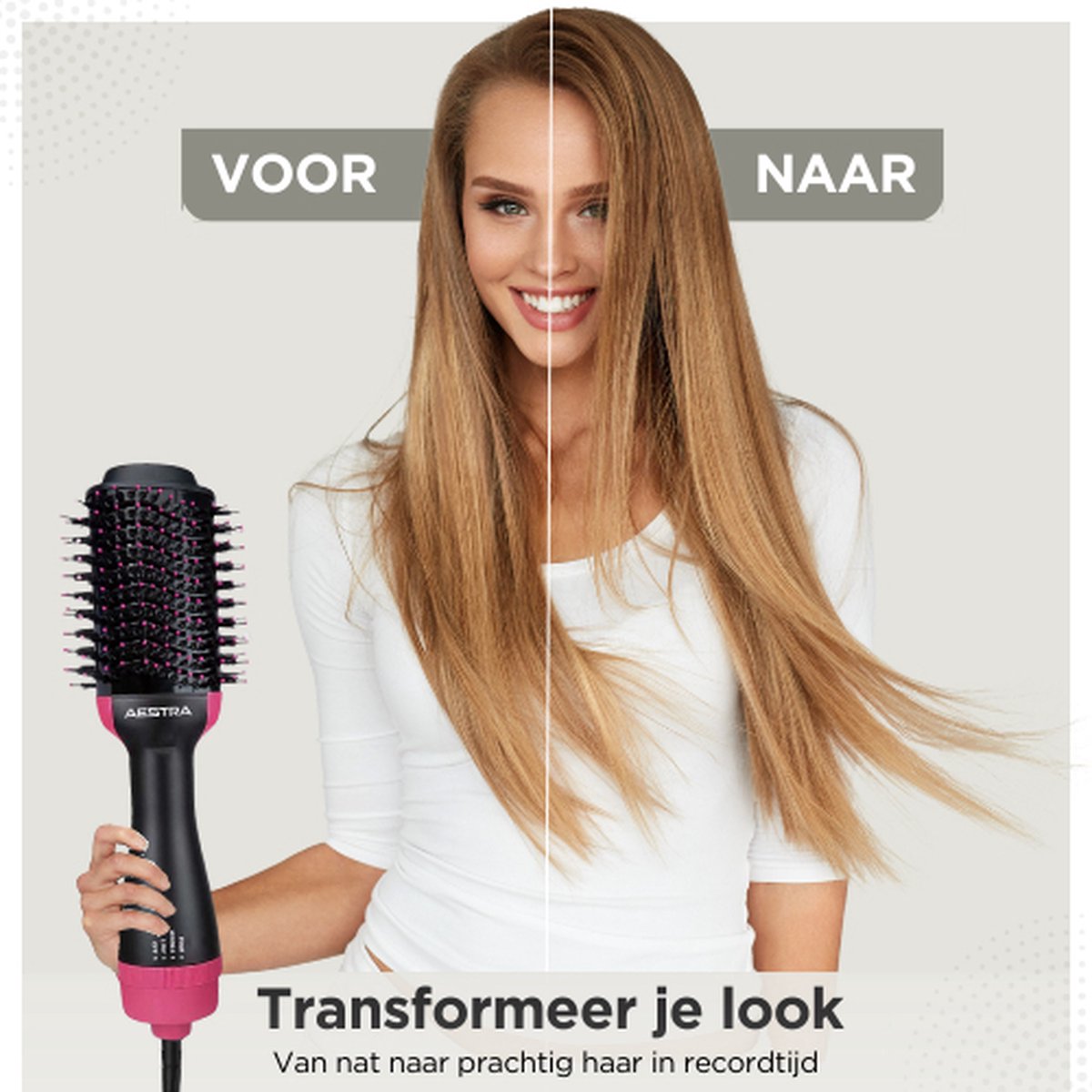 Aestra 3-in-1 Keramische Föhnborstel 1200W Roze