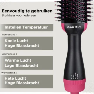 Aestra 3-in-1 Keramische Föhnborstel 1200W Roze