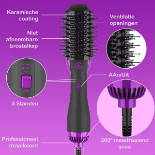 AG100 Magic Brush 3-in-1 Föhnborstel Zwart