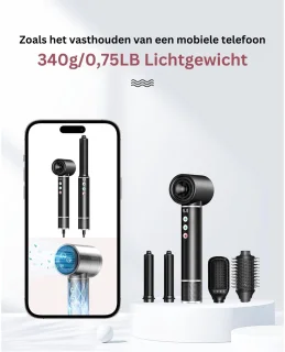 ApexArte Fohnborstel Krulborstel 5-in-1 Zwart