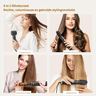 ApexArte Fohnborstel Krulborstel Krultang 5-in-1 Zwart Goud