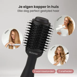 Auronic 3-in-1 Föhnborstel Airstyler 1000W Ø 45mm Zwart