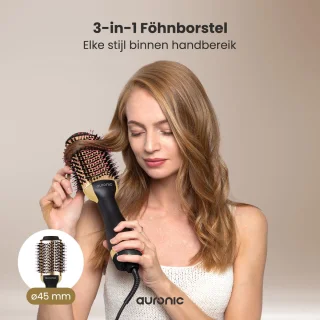 Auronic 3-in-1 Föhnborstel Airstyler 45mm Zwart/Goud