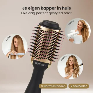 Auronic 3-in-1 Föhnborstel Airstyler 45mm Zwart/Goud