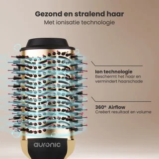 Auronic 3-in-1 Föhnborstel Airstyler 45mm Zwart/Goud