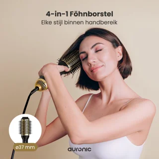Auronic 4-in-1 Föhnborstel Airstyler Ø 37 mm Zwart/Goud