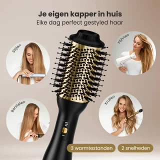 Auronic 4-in-1 Föhnborstel Airstyler Ø 37 mm Zwart/Goud
