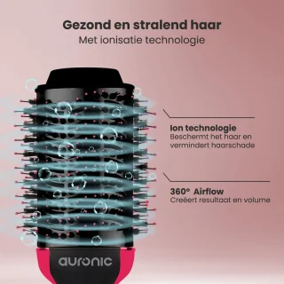 Auronic Airstyler 3-in-1 Föhnborstel 1000W Ø 45 mm Zwart/Roze