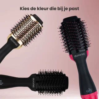 Auronic Airstyler 3-in-1 Föhnborstel 1000W Ø 45 mm Zwart/Roze