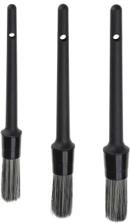 Auto poetsborstels detailing set - 3 stuks - zwart