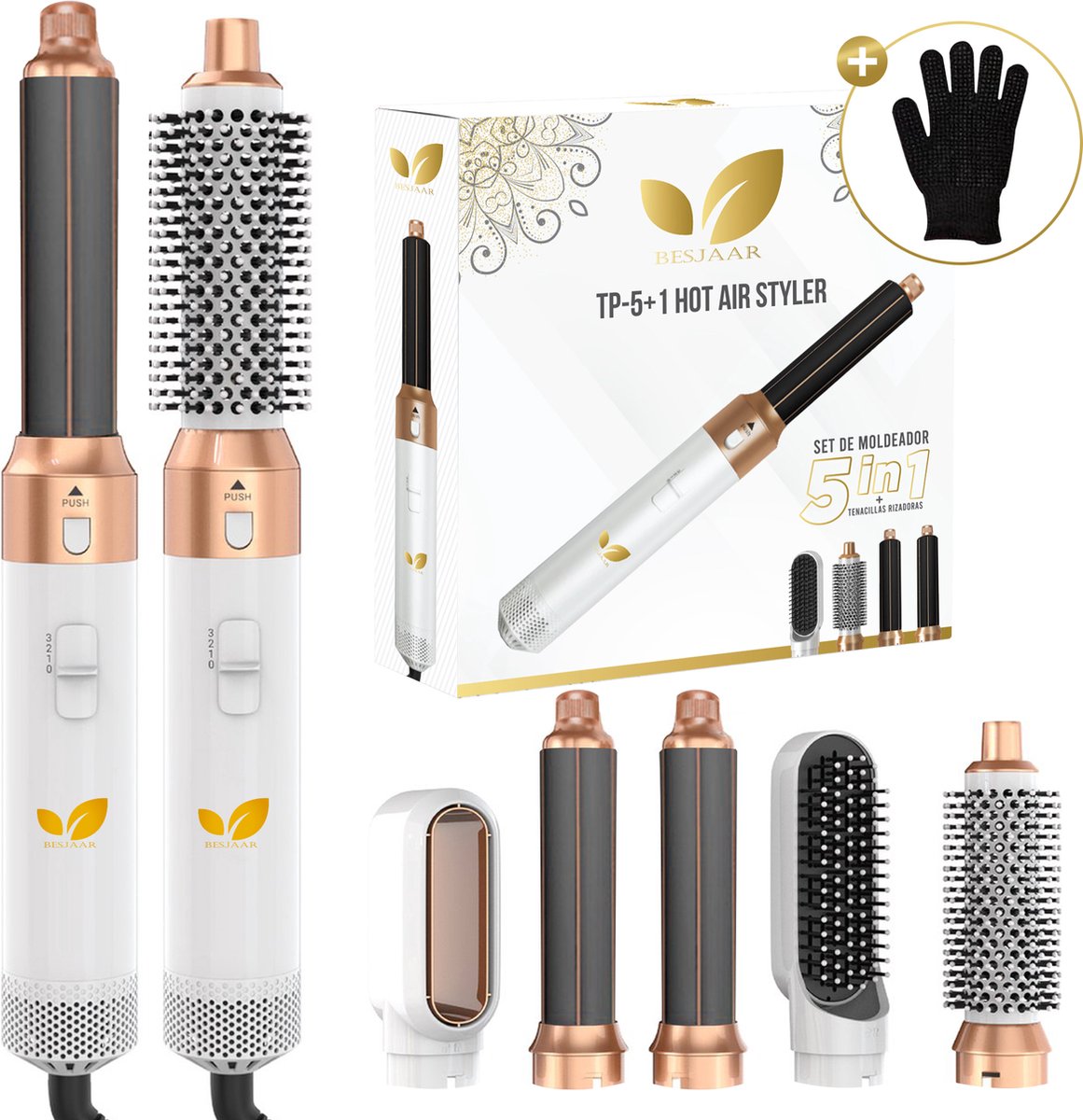 De Besjaar Airstyler 5-in-1 Multistyler 2025 Wit/Goud in één oogopslag