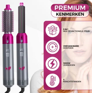 Besjaar Airstyler Krultang 5-in-1 Multistyler Rozen Zilver 2025