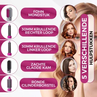 Besjaar Airstyler Krultang 5-in-1 Multistyler Rozen Zilver 2025